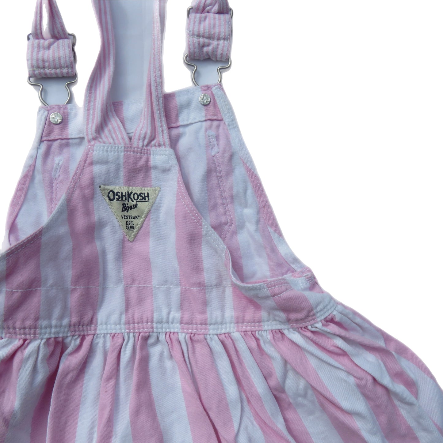 OshKosh B’gosh Pink & White Striped Skirt Dungarees - size 5 years