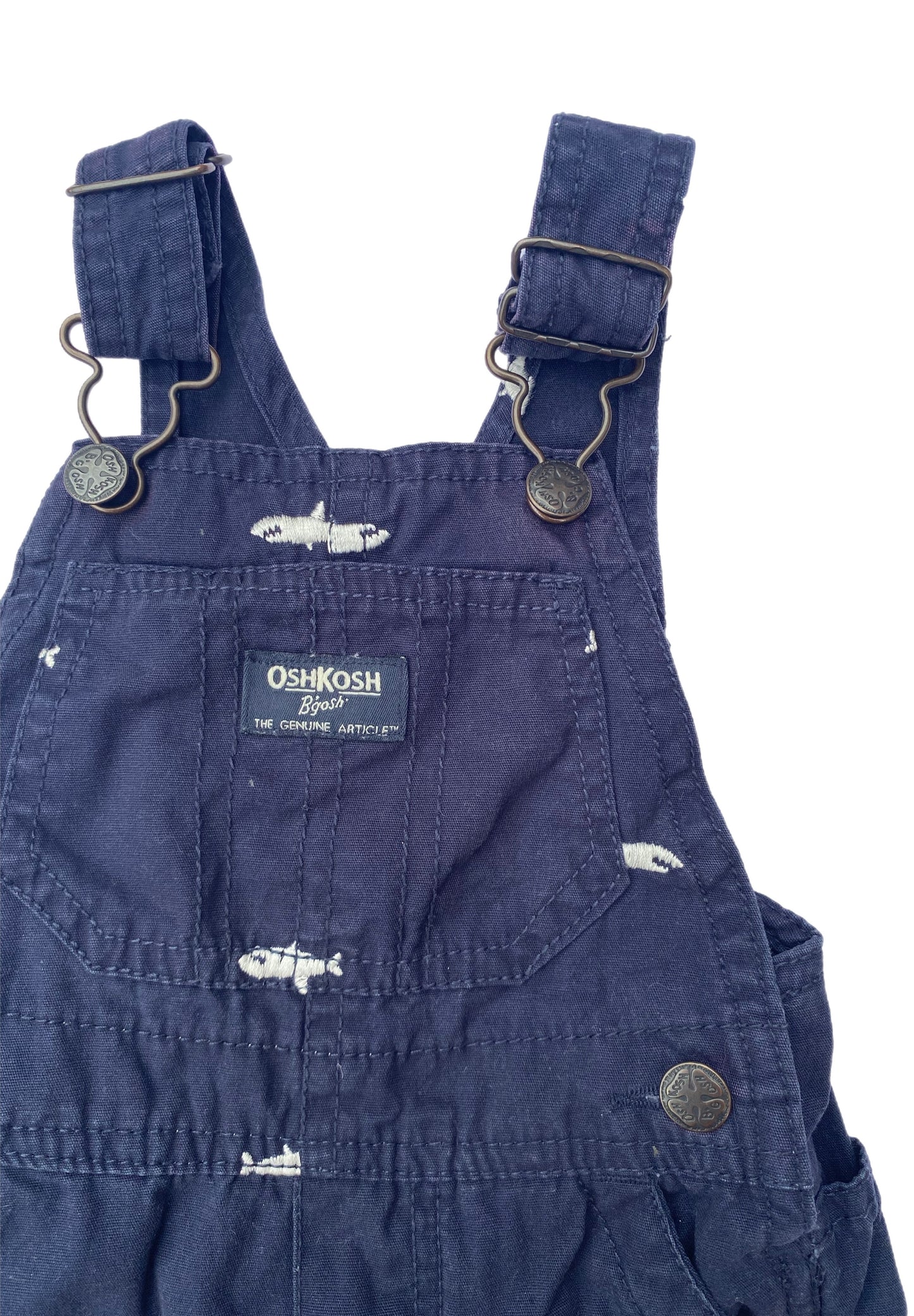 OshKosh B’gosh Navy Shark Short Dungarees - size 12 months