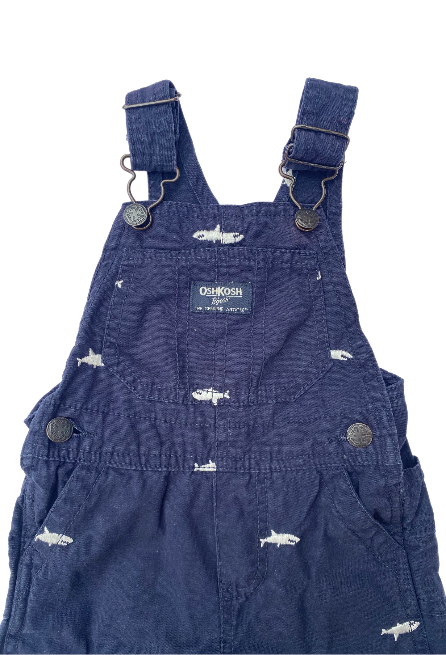 OshKosh B’gosh Navy Shark Short Dungarees - size 12 months