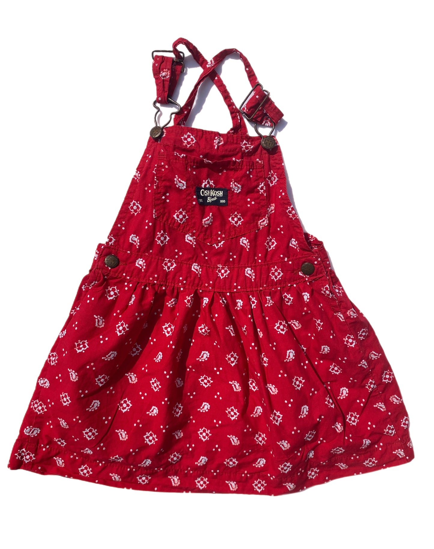 Red OshKosh skirt dungarees with white print - Age 5