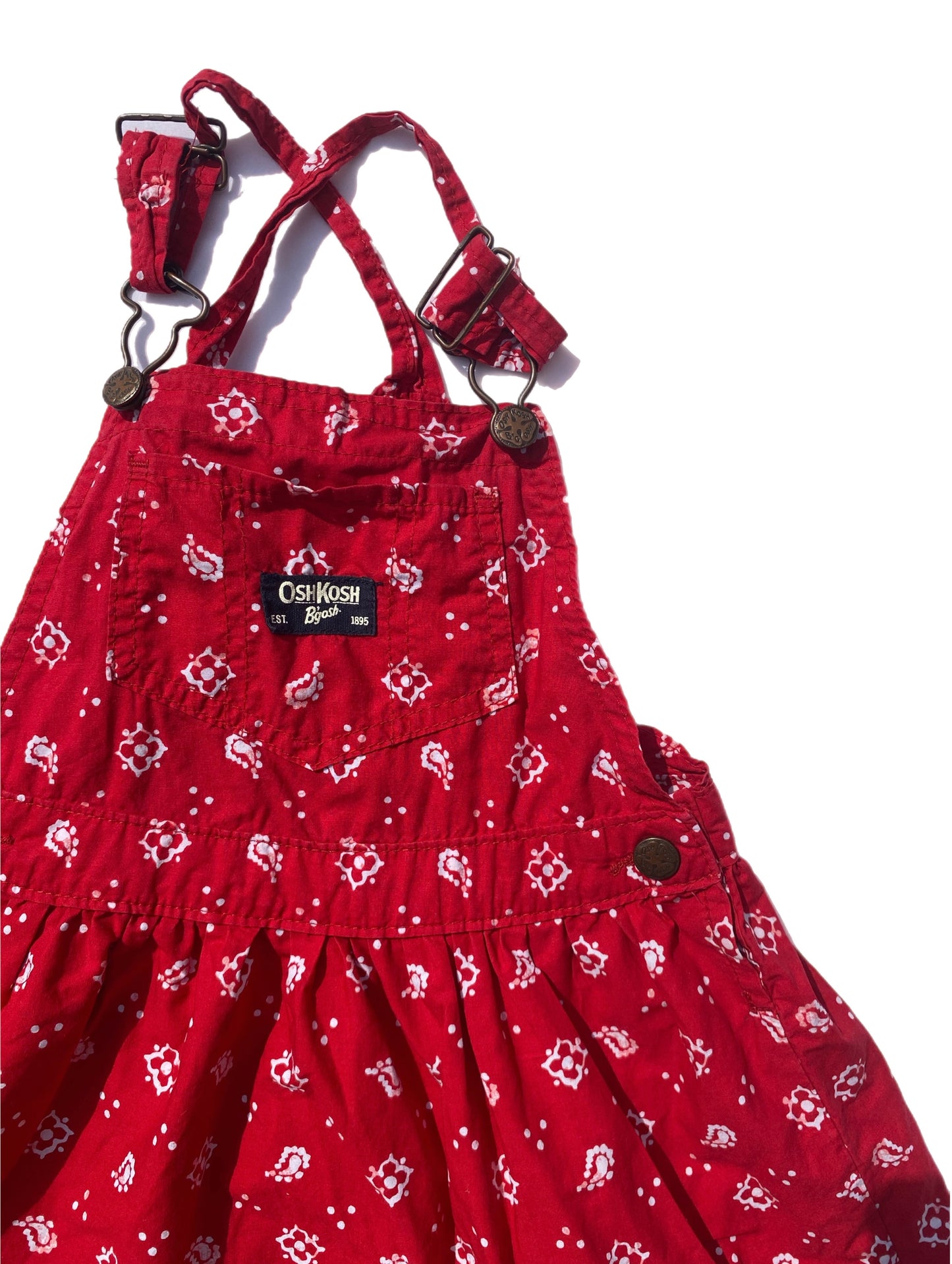 Red OshKosh skirt dungarees with white print - Age 5