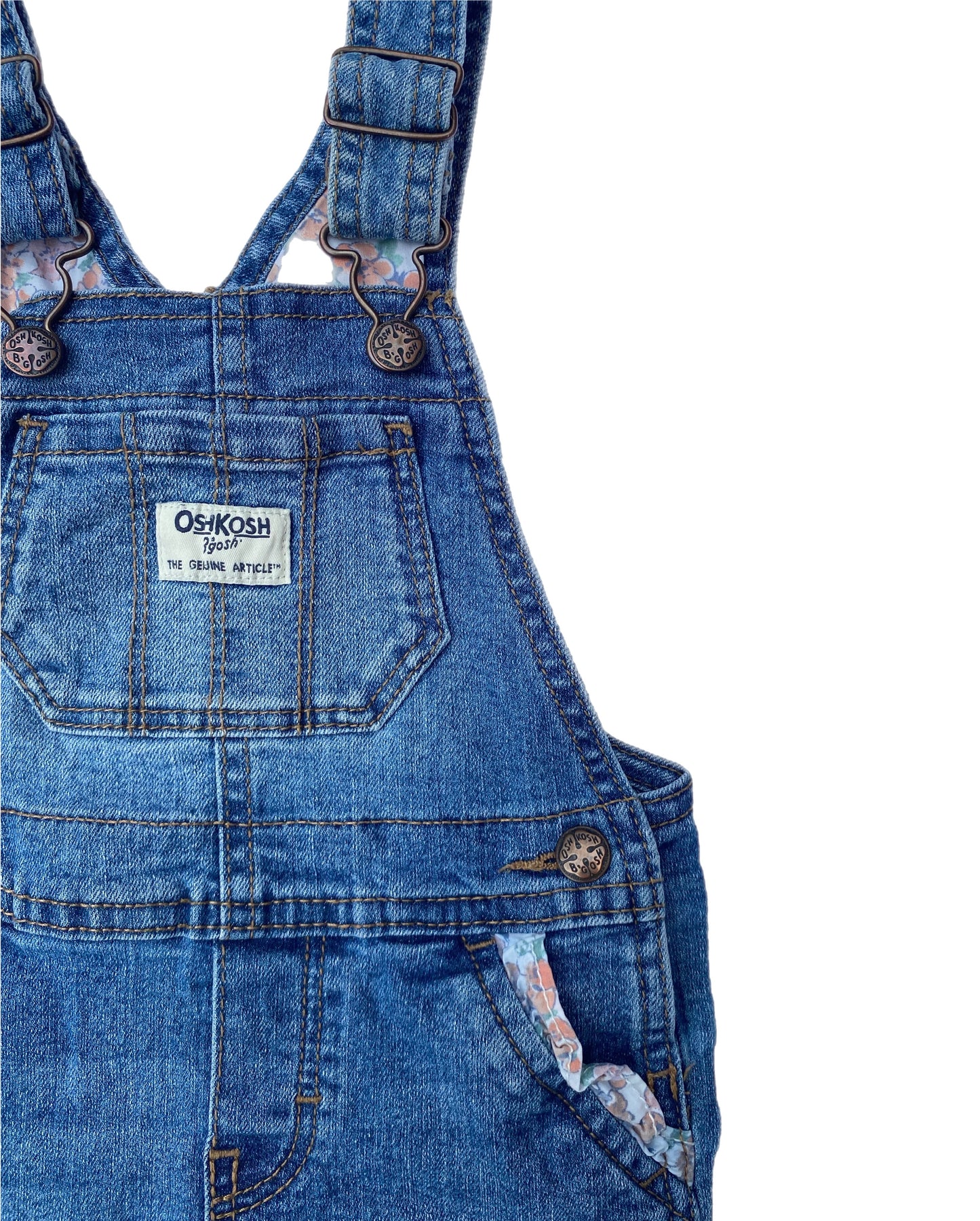 OshKosh B’gosh Denim Dungarees with Floral Detailing - size 18 months