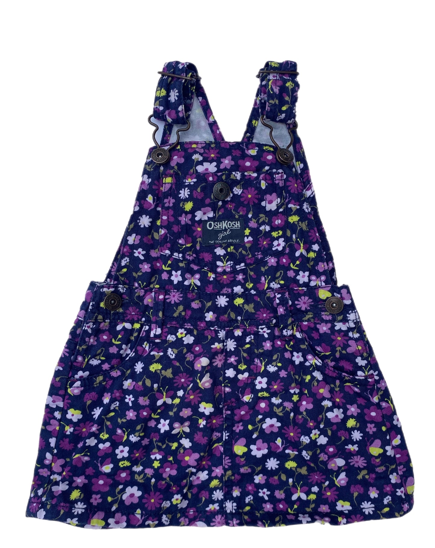 OshKosh B’gosh purple floral flower dress dungarees - size 12 months